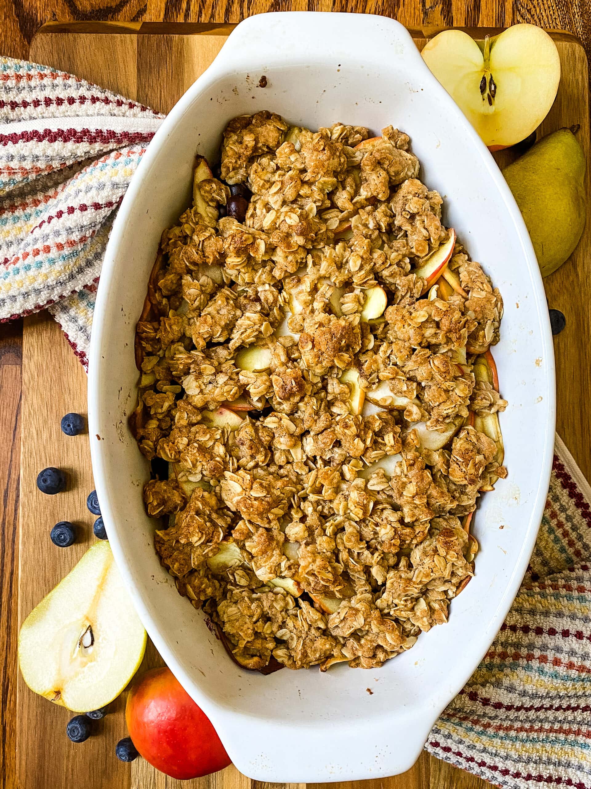 Apple, Pear, And Blueberry Crumble