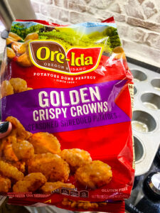 A bag of Ore Ida Golden Crispy Crowns. Cooking With Fudge
